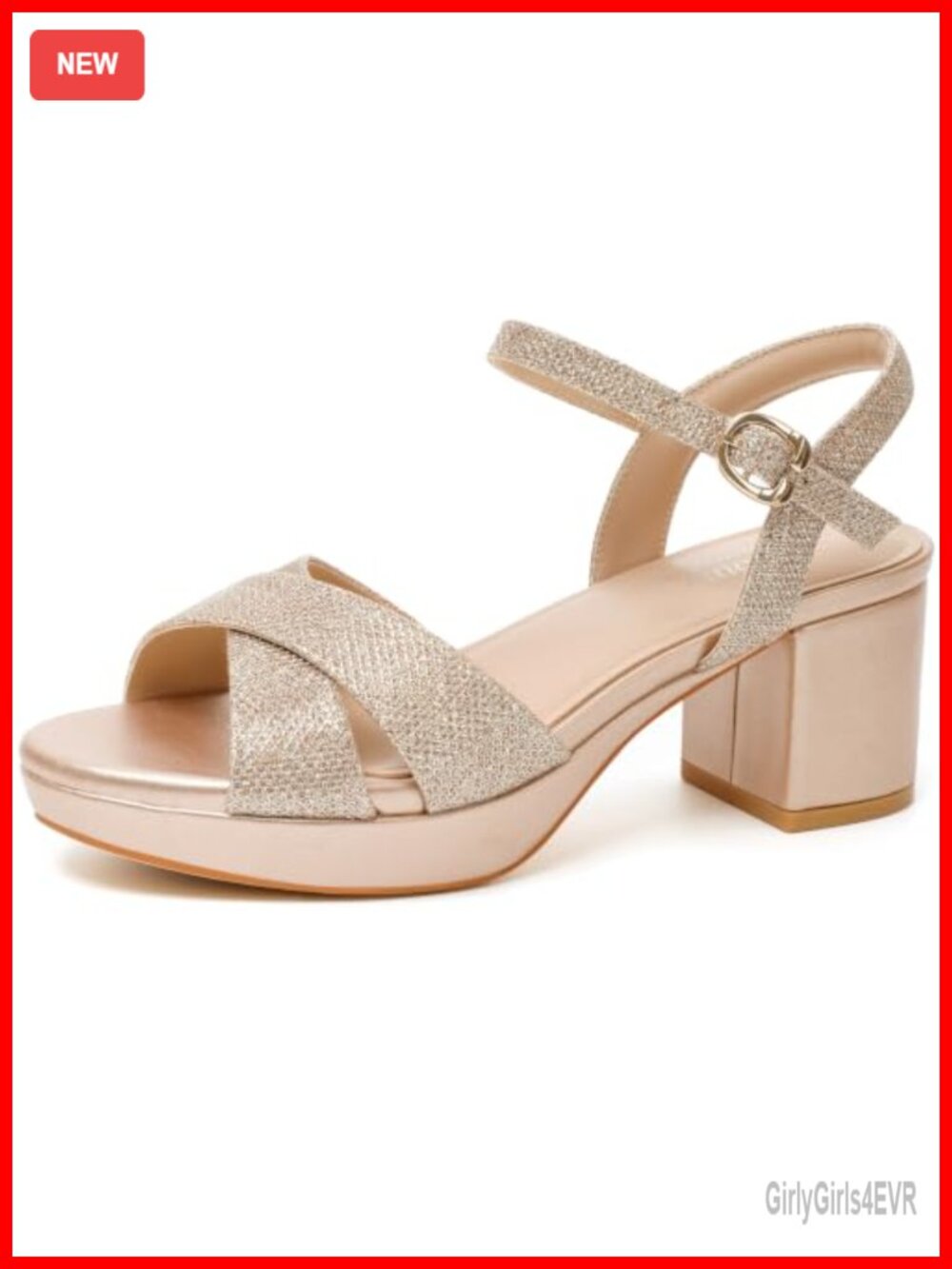 Chunky Block Heel Platform Sandals Open Round Toe Ankle Strap Dressy Heels